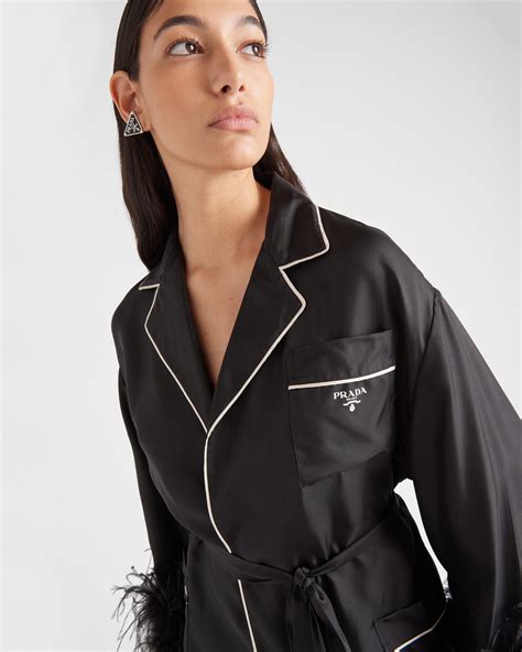 robe prada prix|Black Silk Twill Robe .